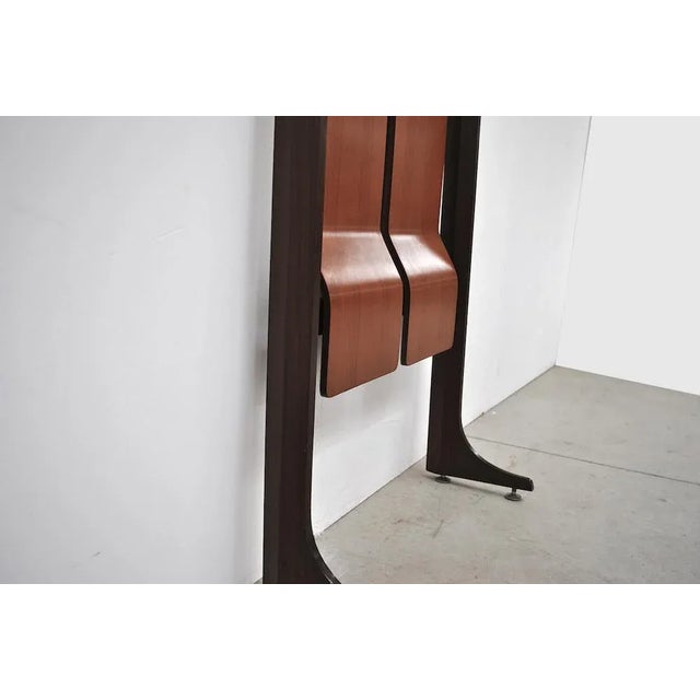 Gianfranco Frattini Mid-Century Wood & Glass Coat Stand with 2 Hooks by Gianfranco Frattini For Sale - Image 4 of 13