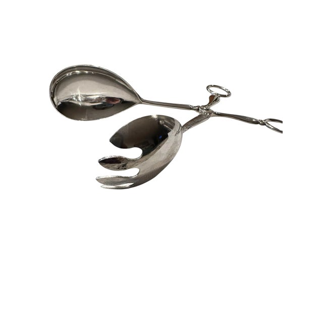 Mid 20th Century Italian Silver Plate Serving Tongs For Sale - Image 6 of 7