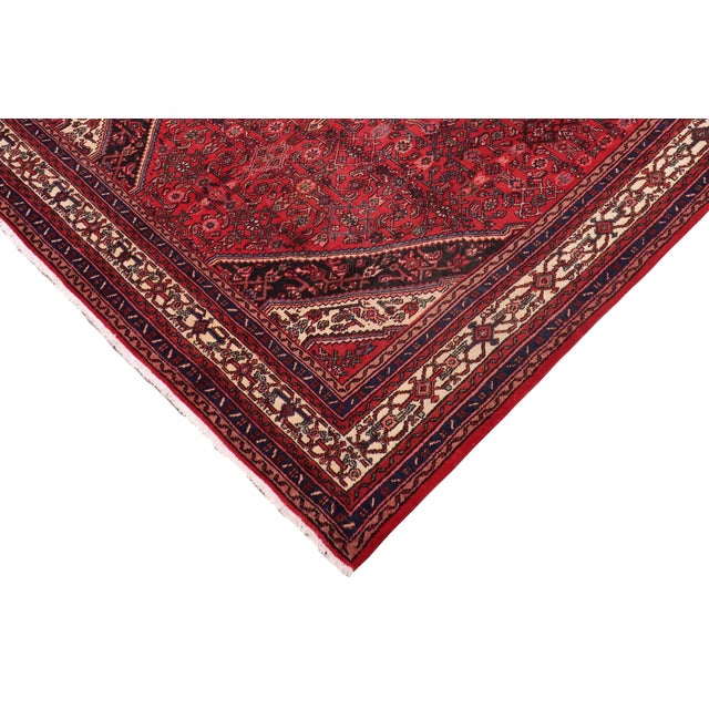 Traditional 1970s Hand-Knotted Wool Rug – 8'4" X 11'10" Red & Blue Traditional Medallion Rug For Sale - Image 3 of 7