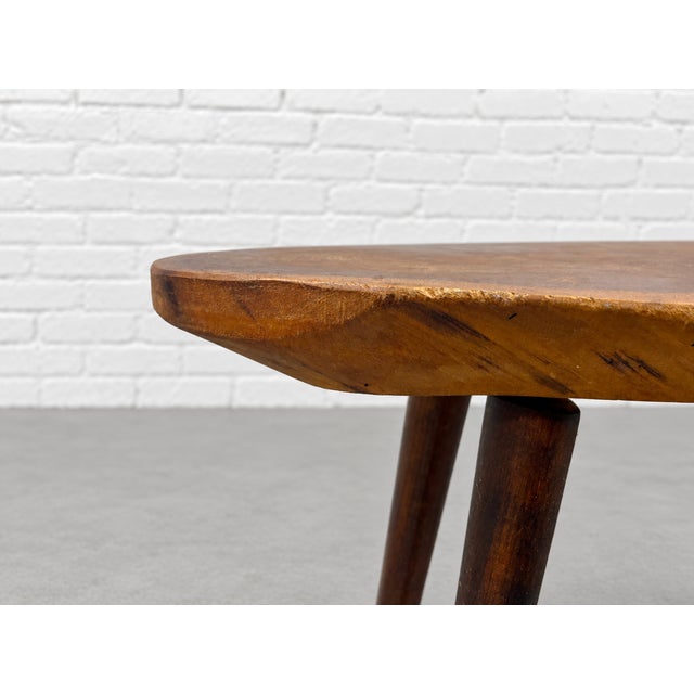 Signed Roy Sheldon Live Edge Stool Side Table, Vermont 1972, American Studio Craft, C. 1972 For Sale - Image 9 of 12