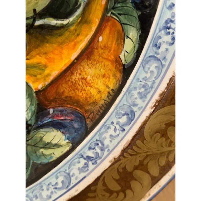 Mid 20th Century Large 24" Rare Signed Maiolica Platter Il Poliziano Arts & Crafts Enrico Pratesi For Sale - Image 4 of 7