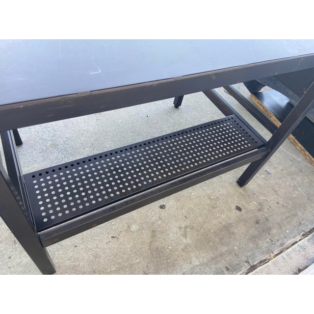 Restoration Hardware French Factory Industrial Metal Desk With Patina For Sale - Image 12 of 12