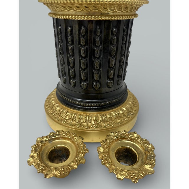 Bronze Antique Pair French Bronze Ormolu Candlesticks Albert-Ernest Carrier-Belleuse For Sale - Image 8 of 13