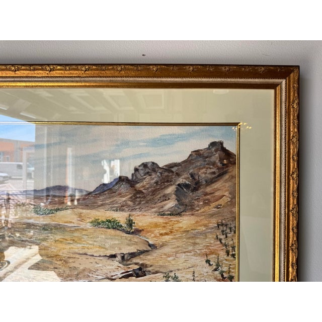 1980s Vintage Desert Landscape Watercolor Painting by Joe Yeager – Framed For Sale In Miami - Image 6 of 12