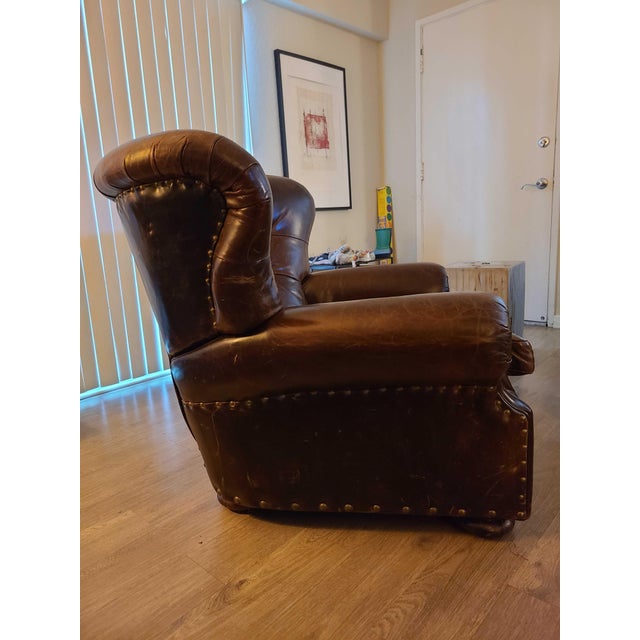 Restoration Hardware Churchill Leather Recliner With Nailheads Chairish