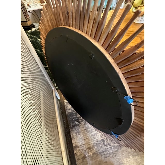 Large Round Mirror With Rustic Wooden Rolling Pins For Sale - Image 13 of 13