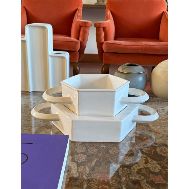 Gabbianelli Sergio Asti, White Ceramic Centerpiece / Vide Poche, Gabbianelli Italy Ca. 1970 For Sale - Image 4 of 18