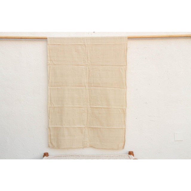 1990s Organic Peace Silk Throw, Natural Grid For Sale - Image 5 of 5