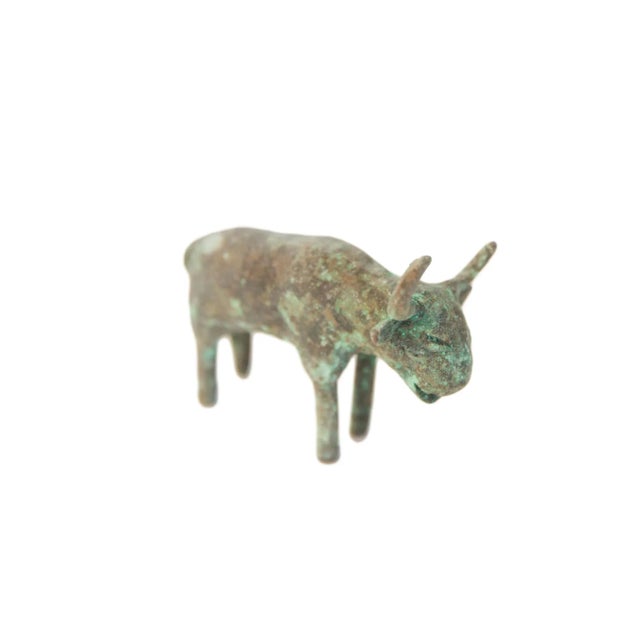 Metal Vintage African Oxidized Copper Bull For Sale - Image 7 of 7