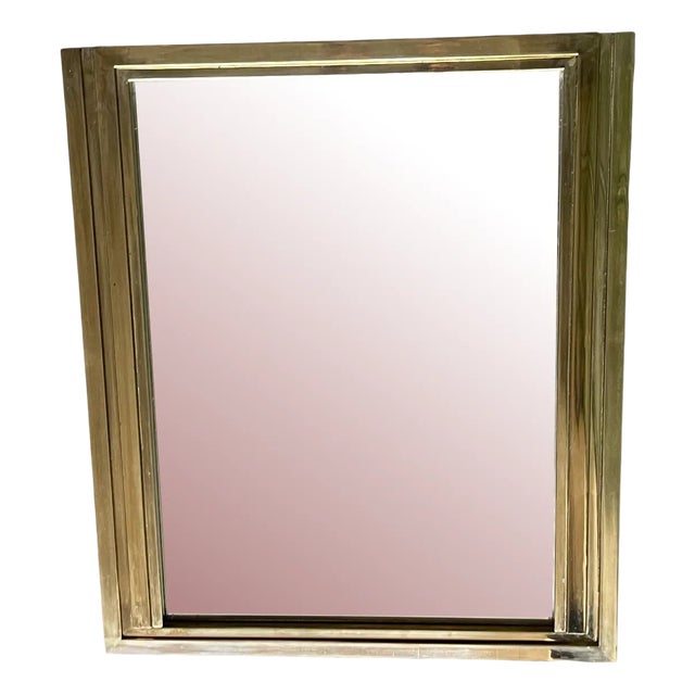 Vintage Italian Brass Mirror, 1970s For Sale