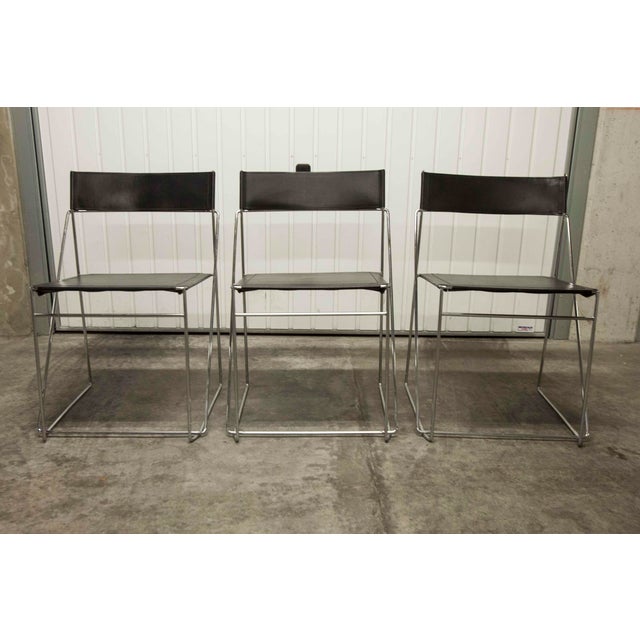 Minimalist X Line Chairs by Niels Jørgen Haugesen for Hybodan, 1970s, Set of 3 For Sale - Image 13 of 18