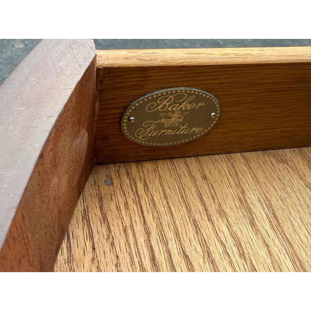 Late 20th Century Baker Furniture Federal Style Inlaid Mahogany Two-Drawer Pedestal Base Drum Table Side Table For Sale - Image 10 of 17