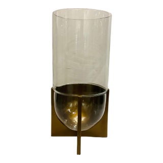 Baker Modern Brass and Glass Large Cloak Vase For Sale