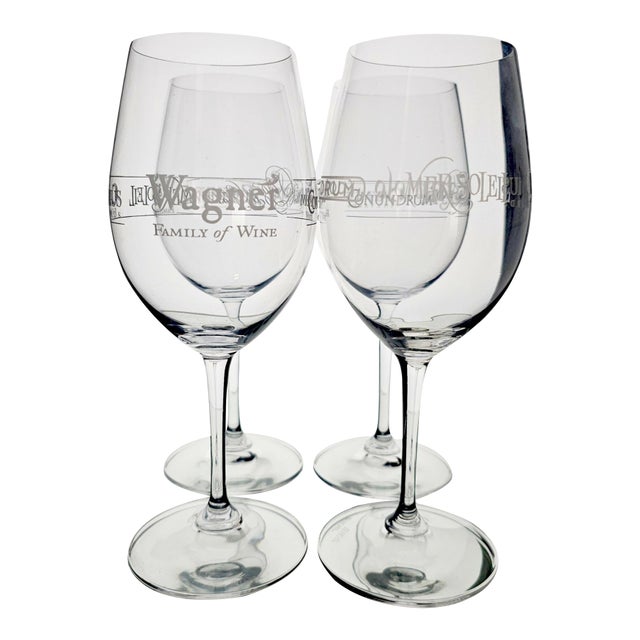 VTG Wagner Family Reidel Wine Glass Caymus Mer Soleil Conundrum Emmolo Set 4 8.75" For Sale