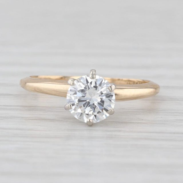 0.74ct Round Diamond Solitaire Engagement Ring 14k White Yellow Gold Size 4.75 For Sale - Image 4 of 8
