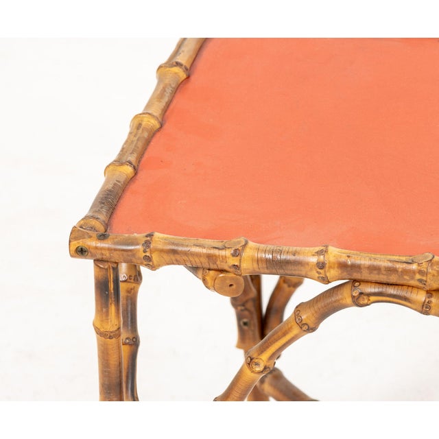 Early 20th Century Bent Bamboo Red Painted Top Side Table For Sale - Image 5 of 6