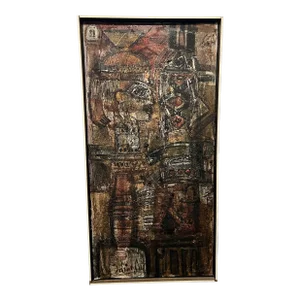Georges Ebrin Adingra “Totems” Mid Century Oil- No.3