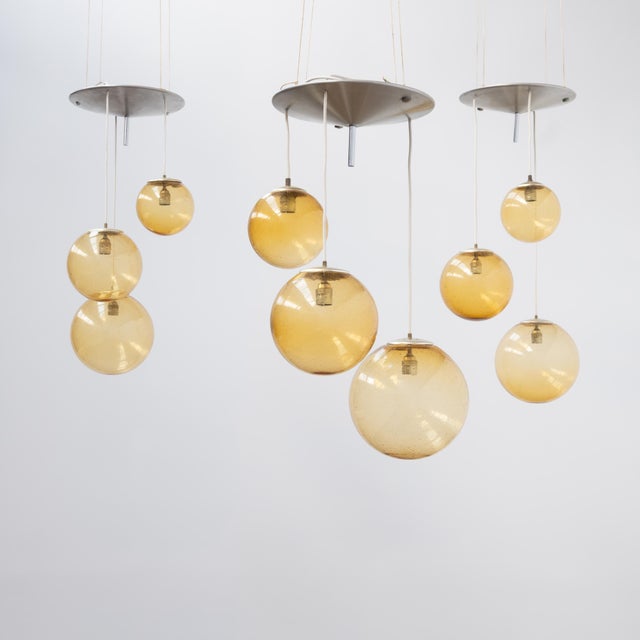 Metal Vintage Parscot Pendant Light in Bubbled Glass, 1970 For Sale - Image 7 of 12