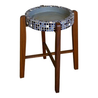 Teak Mosaic Tile Planter Stand and Plant Table Danish Mid-Century Modern 1960s For Sale