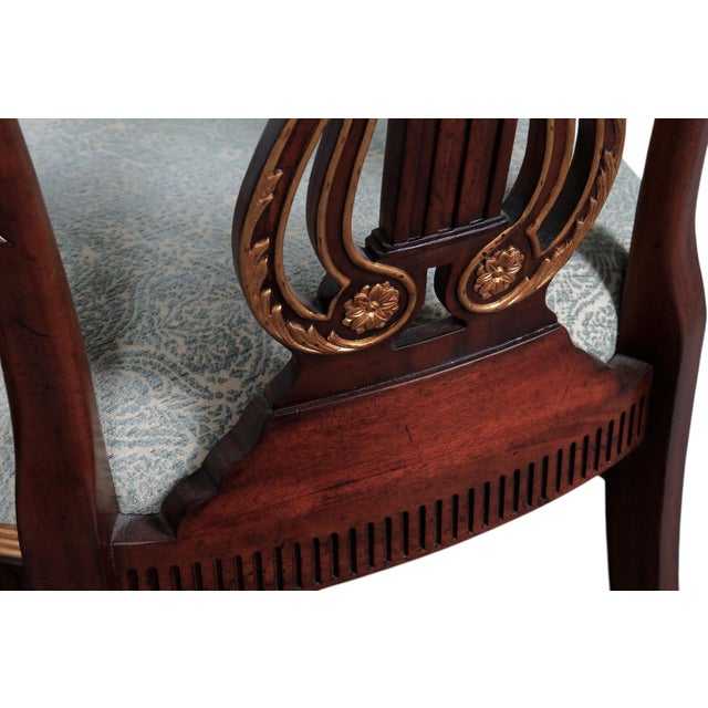Jonathan Charles English Regency Lyre Back Gilded Armchairs, a Pair For Sale - Image 4 of 9