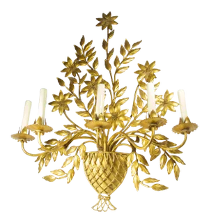 Tole Flower Basket Lighting Sconce