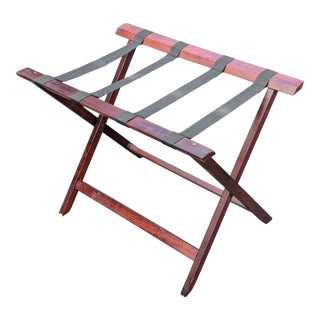 Vintage Folding Luggage Rack With Canvas Straps For Sale