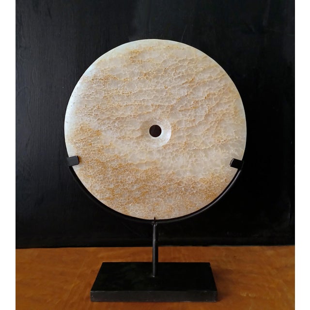 Indonesian Stone Disk on Stand For Sale - Image 9 of 14