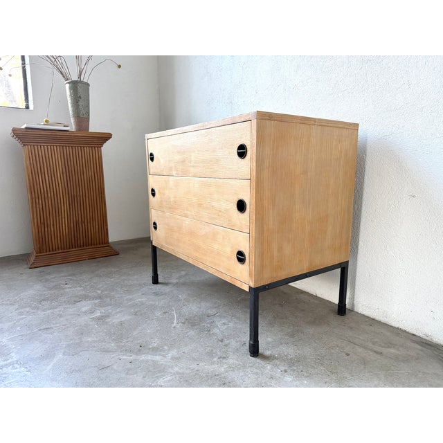 Chest of 3 Drawers in Oak and Lacquered Metal from ARP, France, 1960s For Sale - Image 18 of 18