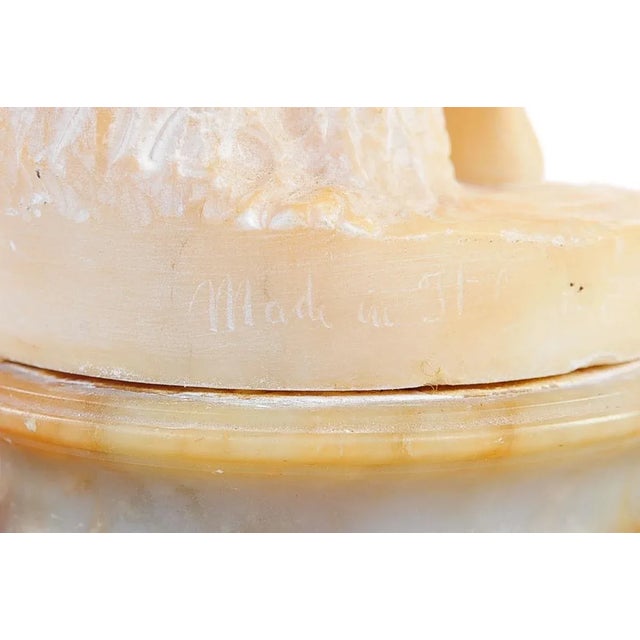 White Female with Birds Alabaster Sculpture For Sale - Image 8 of 9