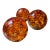 Vintage Amber Controlled Bubble Art Glass Orbs – Set of 3 Murano Style Paperweights For Sale