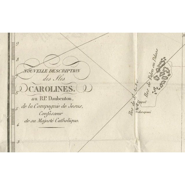 Antique Map of the Caroline Islands and Early Exploration of the Pacific, 1760s For Sale - Image 6 of 11