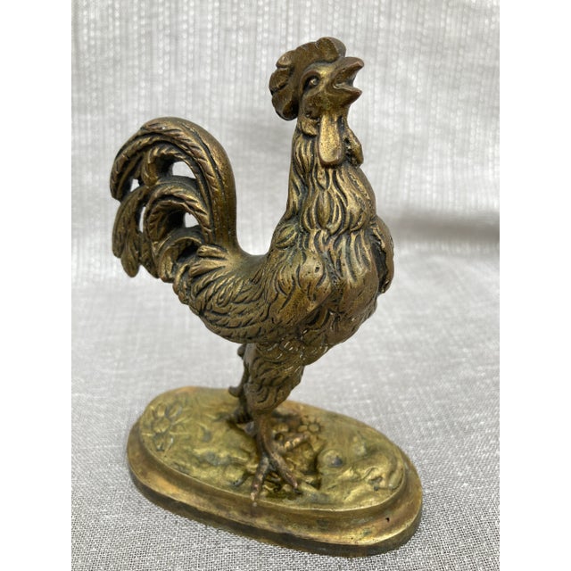 Mid 20th Century Mid 20th Century Vintage Solid Brass Rooster Figurine For Sale - Image 5 of 12