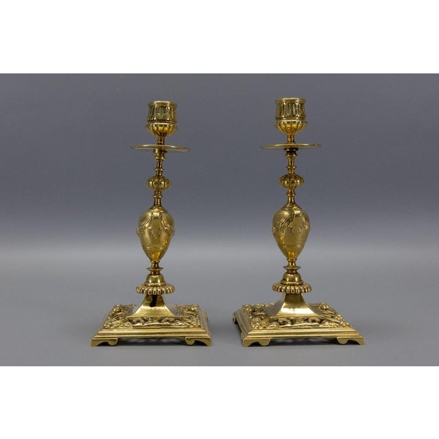 French Neoclassical Bronze Candlesticks, 1930s, Set of 2 For Sale - Image 13 of 18