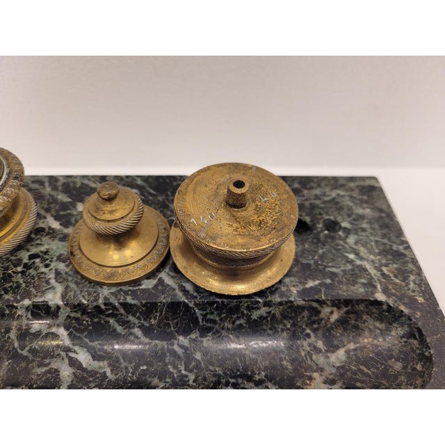 Gold Napoleon III Desktop Set in Marble and Bronze, France, 1800s For Sale - Image 8 of 18