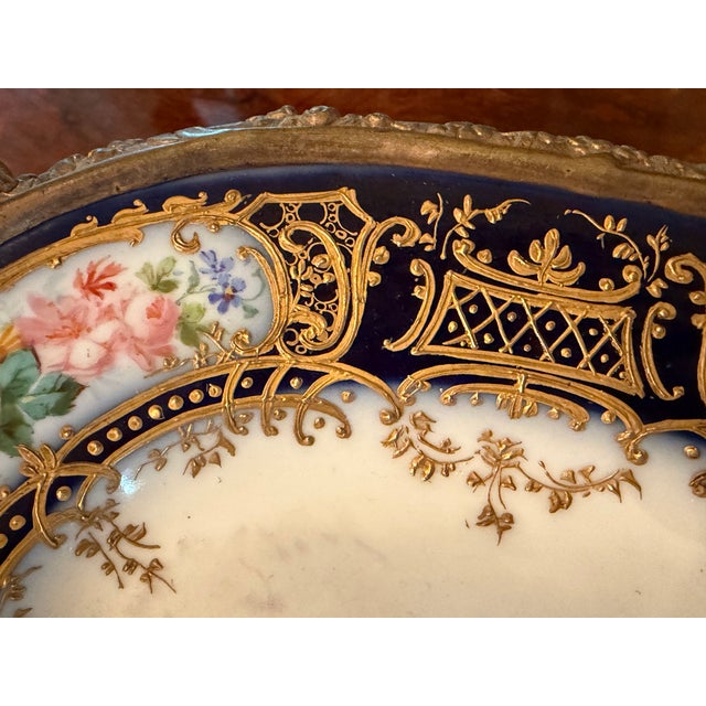Late 19th Century Antique French Sèvres Style Gilt Bronze Mounted Porcelain Centerpiece, Signed A. Collot, C. 1900 For Sale - Image 5 of 9