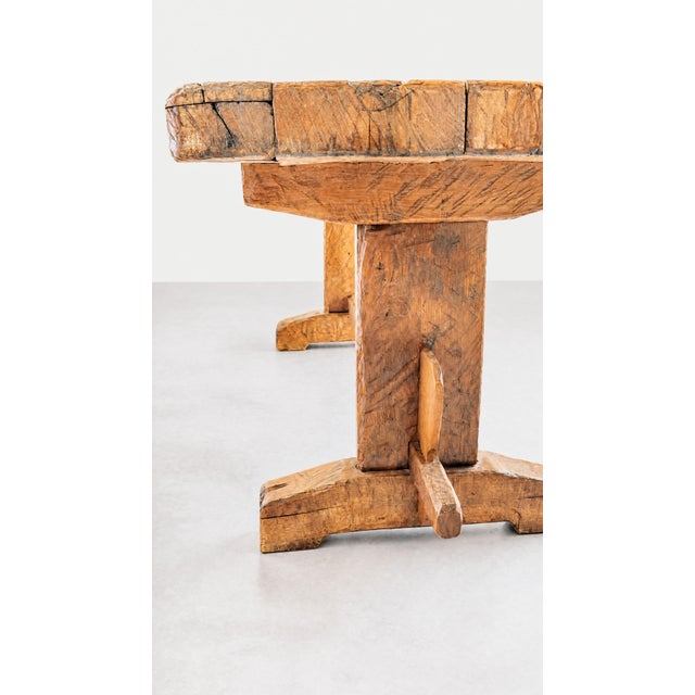 French Country 18th Century Rustic Trestle Table For Sale - Image 3 of 12