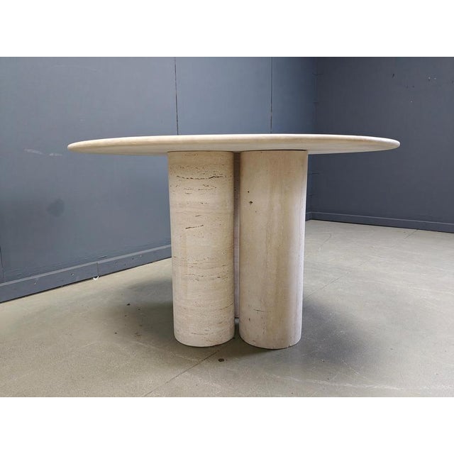 Stone Italian Round Travertine Dining Table, 1970s For Sale - Image 7 of 14