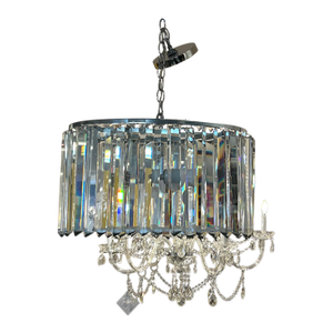 Italian Crystal Prism Oval Chandelier Style of Venini