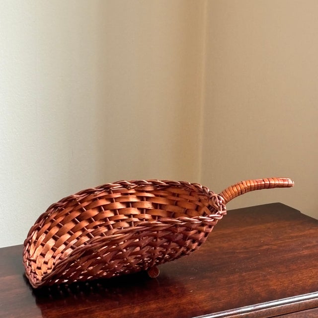 Wood Vintage Wicker Scoop Basket For Sale - Image 7 of 11