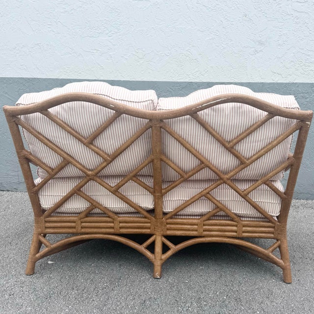 Boho Chic Boho Chic Rattan Chippendale Style Love Seat by David Francis For Sale - Image 3 of 9