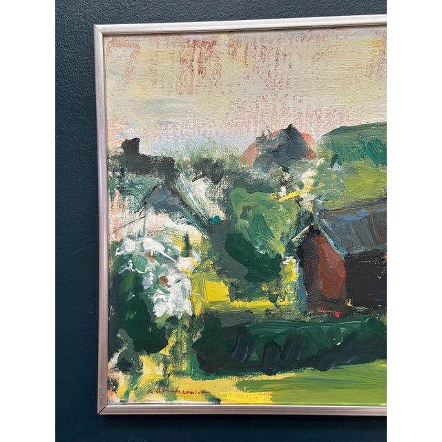 Original Swedish Oil on Canvas – “Landscape” by Kenneth Abrahamsson – Signed – Vintage & Framed – 48 × 40 cm (18.9" ×...