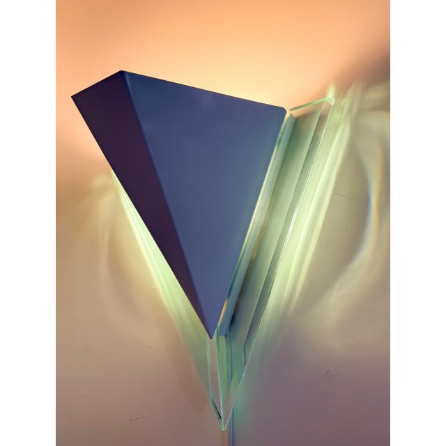 Mid-Century Modern Vintage Postmodern Acrylic and Metal White Triangular Wall Lamp by Happy Light, 1980s For Sale - Image 3 of 17