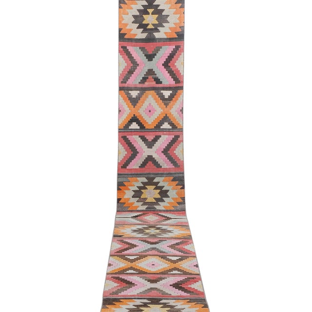1960s Vintage Striped Turkish Kilim Runner - Stair Tread For Sale - Image 4 of 13