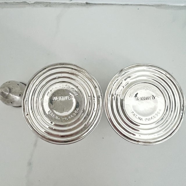 Vintage Sterling Silver Salt and Pepper Shakers Set 2 Piece For Sale - Image 4 of 6