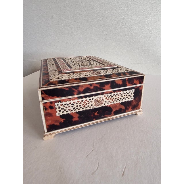 Ornamental & Decorative Materials Vintage Anglo Indian Faux Tortoiseshell Box For Sale - Image 7 of 11