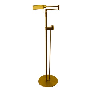 Brass Floor Reading Lamp Side Dimmer Bauhaus Holtkoetter Leuchten Germany For Sale