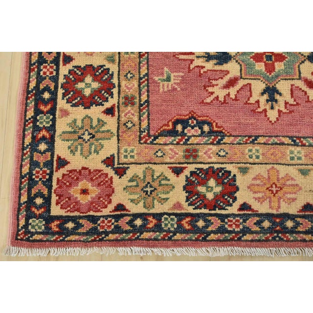 Kazak Runner 2’11” X 9’10” Pink Wool Tribal Hand-Knotted Oriental Rug For Sale - Image 10 of 13