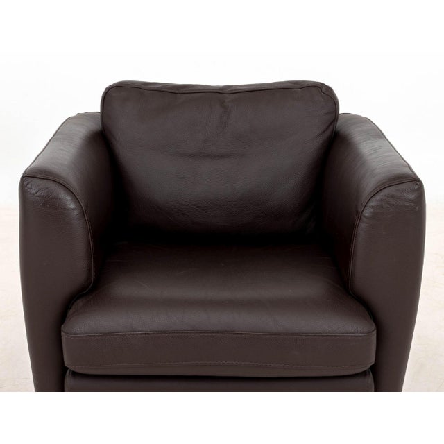 Roche Bobois Roche Bobois Brown Leather Swivel Club Chair For Sale - Image 4 of 7