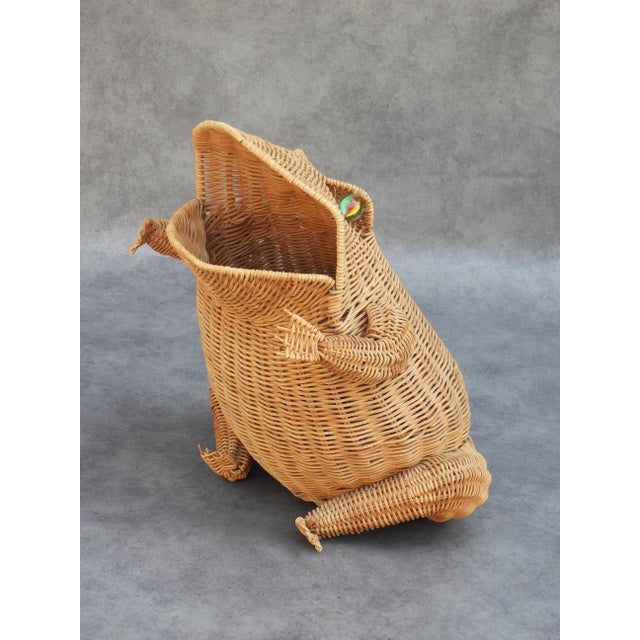 Olivier Cajan French Wicker Frog Basket, circa 1970 Charming frog-shaped wicker basket by French designer Olivier Cajan,...