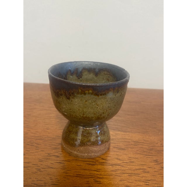 Rustic Studio Pottery Chalice Rustic Stoneware Goblet Handmade Ceramic For Sale - Image 3 of 7